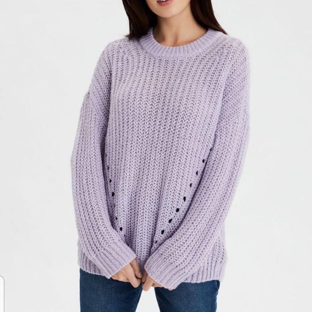 American Eagle Outfitters Light Purple Knit Sweater